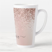 Tasse Latte Or rose - Monogramme métallisé rose poudré paillet (Droite)