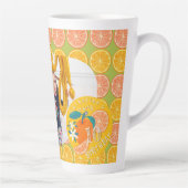 Tasse Latte Orange Fruit Birthday Green Photo (Droite)