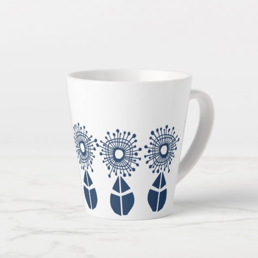 Tasse Latte Orbes florales bleues (Angle droit)