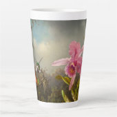 Tasse Latte Orchidée avec deux colibris Heade (Devant)