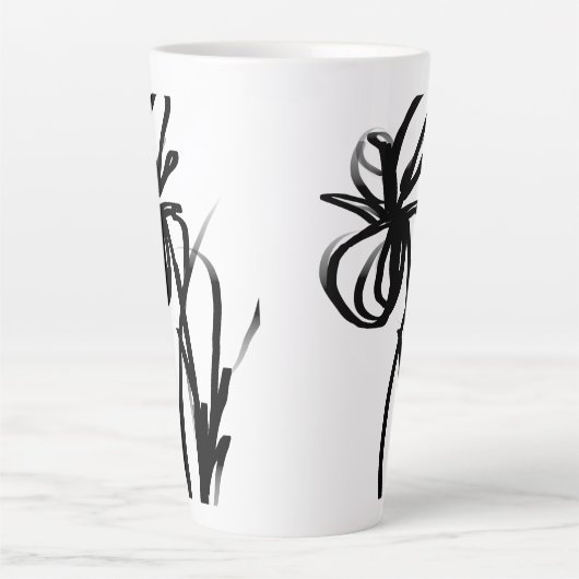 Tasse Latte Orchidée Blanc : Abstrait blanc et noir (Devant)