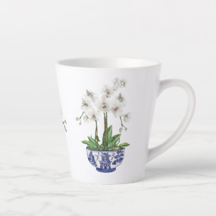 Tasse Latte Orchidée blanche en céramique du bol de Chinoiseri