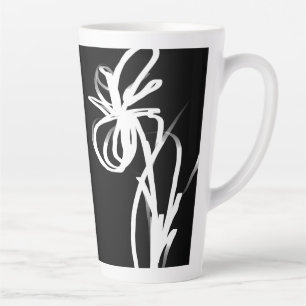 Tasse Latte Orchidée Noir : Abstrait noir et blanc
