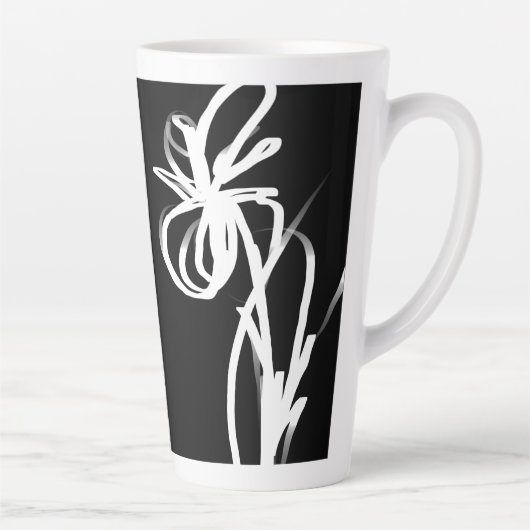 Tasse Latte Orchidée Noir : Abstrait noir et blanc (Droite)