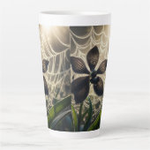 Tasse Latte Orchidée noire Spiderweb Floral (Devant)