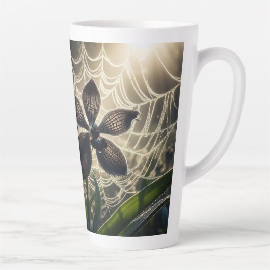 Tasse Latte Orchidée noire Spiderweb Floral (Droite)