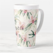 Tasse Latte Orchidée rose tropicale Anniversaire floral (Angle droit)