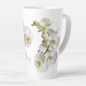 Tasse Latte Orchidées blanches Nom Modèle Élégant Cadeau Latte (Angle droit)