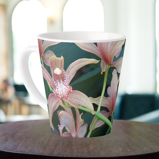 Tasse Latte Orchidées rose Cymbidium Floral
