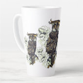 Tasse Latte Orchidées vertes de Chouette dorée (Angle gauche)