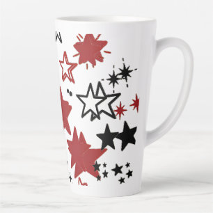 Tasse Latte Oreiller jeté double face à motif d'étoiles coloré