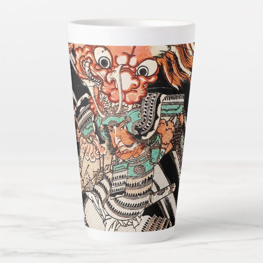 Tasse Latte Oriental japonais ukiyo-e samurai portrait art (Devant)