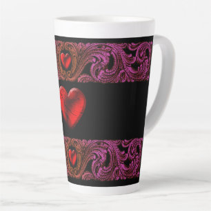 Tasse Latte Ornement Goth Purple Avec Coeur