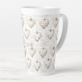 Tasse Latte Ornements coeurs gris crème chic   (Angle droit)