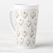 Tasse Latte Ornements coeurs gris crème chic   (Angle gauche)