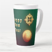 Tasse Latte Ornements de Noël dorés avec rennes (Angle droit)