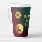 Tasse Latte Ornements de Noël dorés avec rennes (Angle gauche)