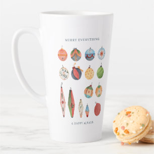Tasse Latte Ornements de Noël Hygge à l'aquarelle classique