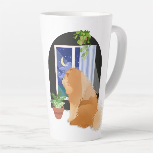 Tasse Latte OUI IL Y A QUELQUE PART Chow personnaliser texte (Angle droit)