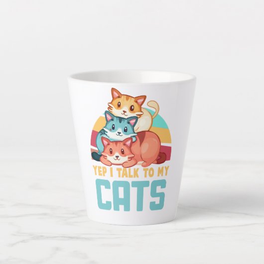 Tasse Latte Oui, je parle à My Cats-Adorable Trio Cat Design 2 (Devant)