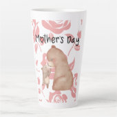 Tasse Latte Ours chaud Hug avec Fleur rose Amour (Devant)