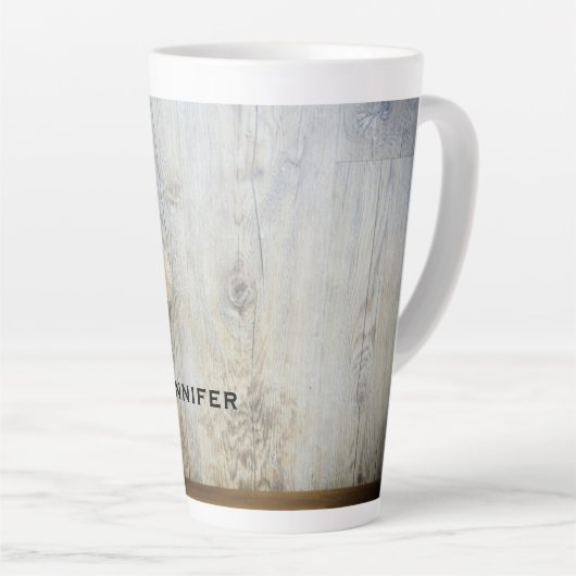 Tasse Latte Ours Cute Stuffé Mur Rustique En Bois (Angle droit)