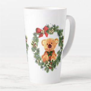 Tasse Latte Ours en peluche et couronne de Noël Maison de vaca