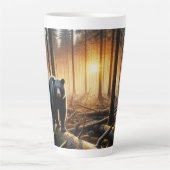 Tasse Latte Ours noir sur la scène forestière (Devant)