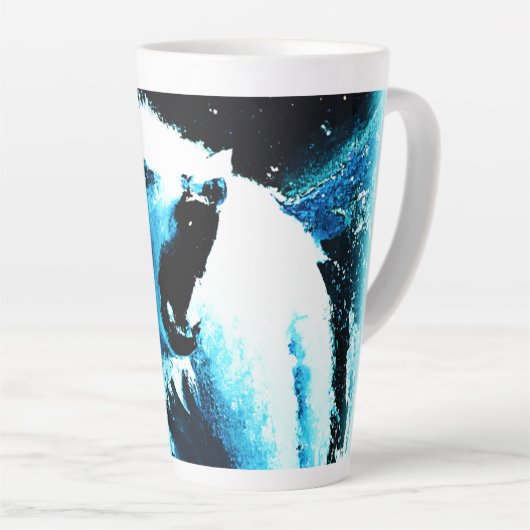 Tasse Latte "Ours Polaire En Colère" Belle Peinture. Commandez (Angle droit)