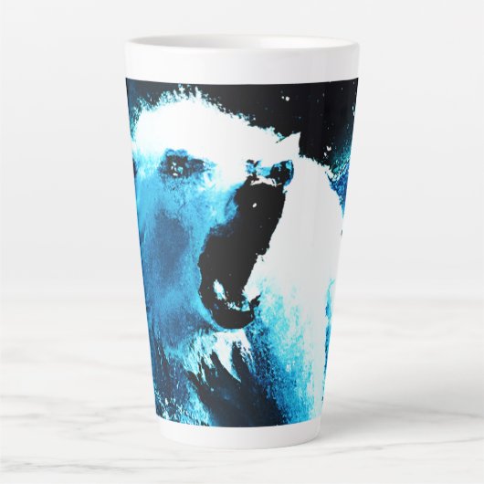 Tasse Latte "Ours Polaire En Colère" Belle Peinture. Commandez (Devant)