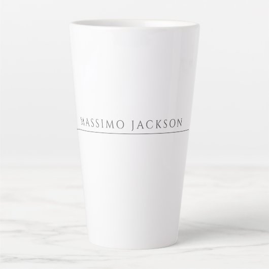Tasse Latte Own Name Calligraphy Chic Plain Simple Black White (Devant)