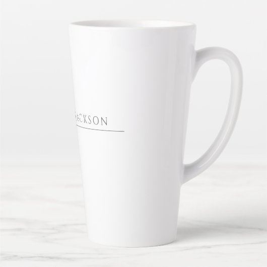 Tasse Latte Own Name Calligraphy Chic Plain Simple Black White (Droite)