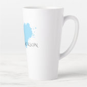 Tasse Latte Own Name Decorative Chic Plain Simple Blue White (Droite)