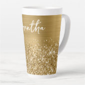 Tasse Latte Pailleté Nom Glam Or (Angle droit)