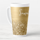 Tasse Latte Pailleté Nom Glam Or (Angle gauche)