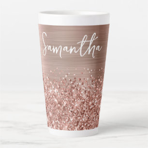 Tasse Latte Pailleté Rose Gold Glam Nom