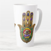 Tasse Latte Painted Gold Hamsa Amethyst Ruby Third Eye (Angle droit)