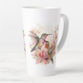 Tasse Latte Paire d'oiseaux avec fleurs (Angle droit)