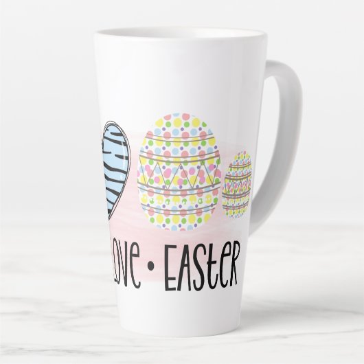 Tasse Latte Paix, amour et Pâques (Angle droit)