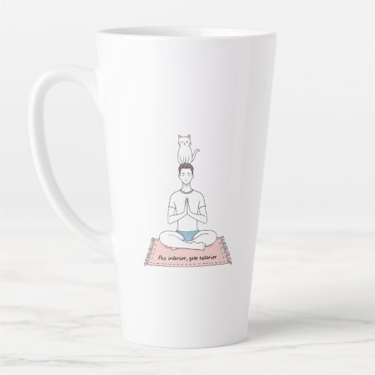 Tasse Latte Paix Intérieure, Chat Extérieur (Gauche)