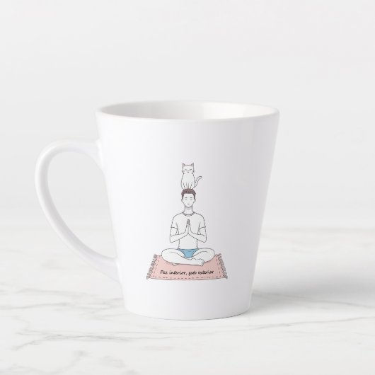Tasse Latte Paix Intérieure, Chat Extérieur (Gauche)