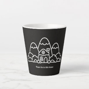 Tasse Latte Paix sur cette maison   Cadeaux de pendaison de cr