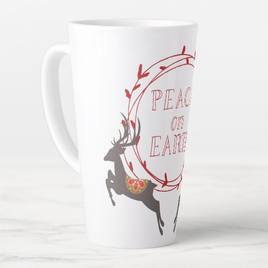 Tasse Latte Paix sur Terre Reindee vacances (Angle gauche)
