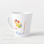 Tasse Latte Palette d'art avec pinceau et texte en blanc (Angle gauche)