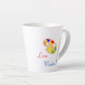 Tasse Latte Palette d'art avec pinceau et texte en blanc (Angle droit)