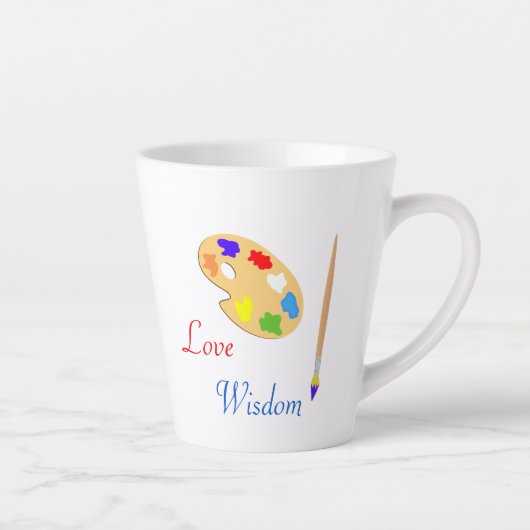 Tasse Latte Palette d'art avec pinceau et texte en blanc (Droite)