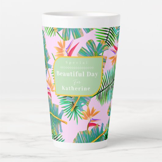 Tasse Latte Palm Paradise rose (Devant)
