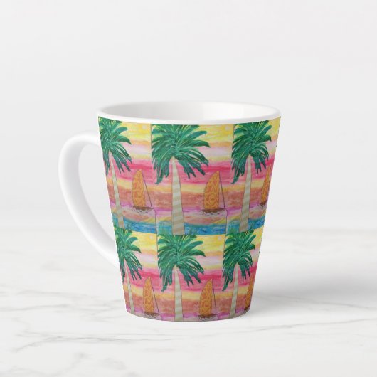 Tasse Latte Palm Tree and Sailboat (Angle gauche)