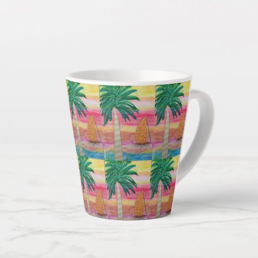 Tasse Latte Palm Tree and Sailboat (Angle droit)