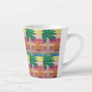 Tasse Latte Palm Tree and Sailboat